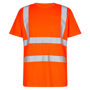 Camisetas de Trabajo de Seguridad Hechas a Medida, Camisetas de Algodón con Reflectores, Camiseta de Construcción Naranja, Camisetas Reflectantes de Seguridad para Exteriores - Product Image 3