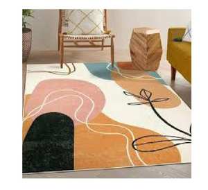 Alfombra Moderna Abstracta de Lana con Diseño de Olas en Terracota, Pelo Medio, Pelo Cortado, Apta para Mascotas, Antideslizante, Textura Suave para Uso Doméstico y Comercial - Product Image 1