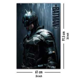 Affiche de Batman de Robert Pattinson, design Downpour sur toile pour décoration murale, cadre noir - Product Image 5
