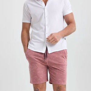 100% coton lavé à l'acide Shorts avec poches latérales hommes coupe décontractée blanc Vintage lavé à la neige Shorts lourds - Product Image 2