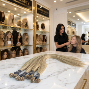 Extensiones de Cabello Ruso Virgen de Lujo de 20 Pulgadas, Doble Trama, 12A, Mini Punta K Pre-adherida, Rubio Platino, Punta Plana - Product Image 3