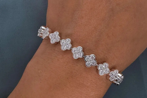 Moissanite Tennis <b>Bracelet</b>: 6 CT Round Cut, 14K White <b>Gold</b> moissanite Diamond <b>Bracelet</b> - Product Image 2