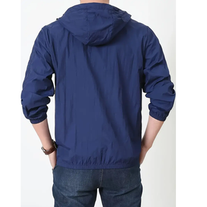 <b>Men's</b> Casual Slim Full Zip Windbreaker <b>Jacket</b> Removable Hood Solid Color <b>Lightweight</b> Softshell Coat Stand for Mountain Trekking - Product Image 4