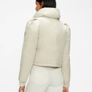 Chaqueta de Invierno Personalizada, Impermeable, de Lona, con Relleno de Algodón de Alta Calidad, Cuello Alto de Punto, Corta, con Capucha y Logotipo Frontal - Product Image 3