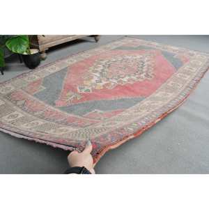 Tapis turc vintage grande surface 4.6x7.8 pieds classique rouge beige motif abstrait laine matériel 10mm Latex pour couloir chambre - Product Image 5