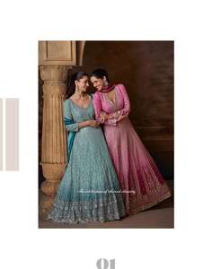 Designer réel Chinon Anarkali costume Dupatta broderie travail Premium indien pakistanais traditionnel parole longueur vêtements Direct nouveau - Product Image 6