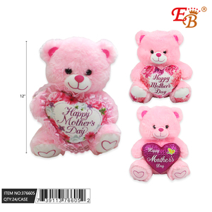 12" Mother's Day <b>Pink</b> <b>Bear</b> with Heart & Sound 24PCS/CS Holiday Supplies Model 376605 - Product Image 1