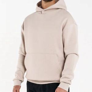 Sudadera con capucha lisa de ajuste relajado de cemento para hombre: uso diario cómodo con puños elásticos y capucha con cierre a presión - Product Image 5