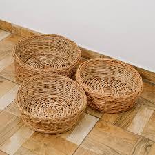 Plateau de rangement rond en rotin avec manche en bois Plateau à pain en osier en plastique Plateau à gâteaux aux fruits Plateau de service élégant - Product Image 4