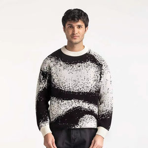 Pulls en maille pour hommes à col rond, manches longues, en coton épais, jacquard, vente en gros d'usine, dernière collection 2025 - Product Image 1