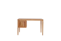 Bureau minimaliste avec deux tiroirs fabriqués à la main en bois de teck massif pour une fonctionnalité intemporelle
