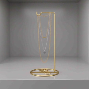 Expositor de Joyería de Metal Blanco con Base de Mármol y Gancho Ondulado para Collares y Pendientes, Soporte para Joyas en Oferta - Product Image 5