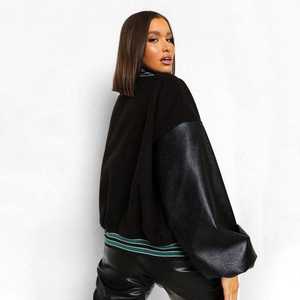 Proveedores de ropa Invierno Lana Chenille Bordado Fleece Béisbol Mangas de cuero Varsity Bomber Letterman Jacket - Product Image 6