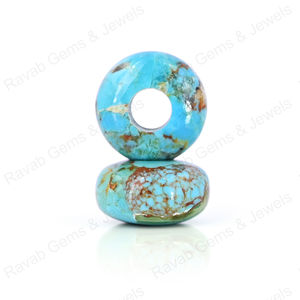 Top Quality Blue Arizona Copper Rondelle 14X8mm With 5mm Size Big Hole Size Loose Gemstone <b>Beads</b> for Making Fashion Jewelry - Product Image 1