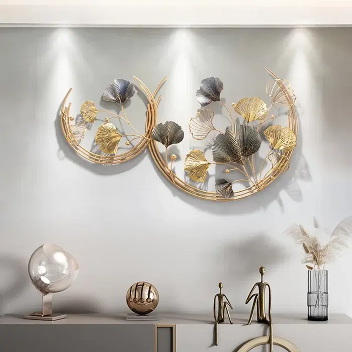 새로운 3D 잎 금속 벽 예술 장식, 대형 자연 예술 장식 금속 벽걸이 형 조각, 거실을 위한 고급 선물