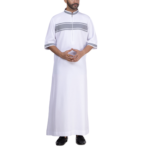 Robe longue personnalisée OEM de style arabe traditionnel Thobes à demi-manches doux et respirant pour hommes Collection printemps - Product Image 1