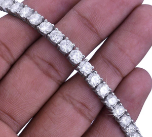 Sterling Silver 925 VVS Moissanite Hip Hop Style Charms Necklace Passes Diamond <b>Tester</b> White <b>Gold</b> Round Cut Diamond Tennis Chain - Product Image 4