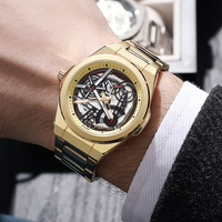 Montre-Bracelet de Luxe en Acier Inoxydable Personnalisée, Analogique Lumineuse, Étanche, Squelette à Quartz pour Hommes, Montres en Gros