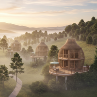 Cabane de développement touristique côtier personnalisée, projet de destination en bord de mer, maison en bois, chambre de camping