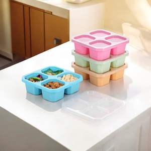 4 Compartment Plastic Food <b>Storage</b> <b>Container</b> 500g Multicolor Airtight Snack Organizer Made in India - Product Image 3