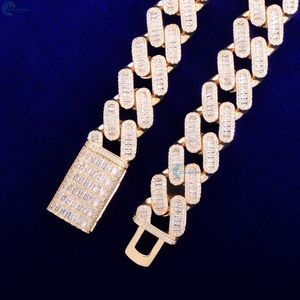 22มม. COW OUT Lab Baguette ตัดเพชร cuban Link Chain สไตล์แร็ปเปอร์ปรับแต่งได้สร้อยคอฮิปฮอปสำหรับผู้ชาย - Product Image 5