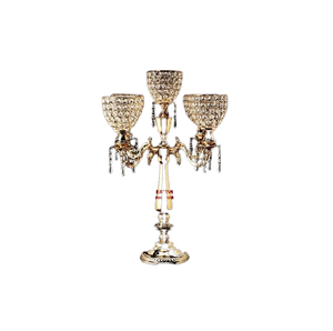 European Style Tall Floor Standing Wedding Hallway Decorative Gold Plated Crystal Beaded Votive Inexpensive Handmade <b>Candelabra</b> - Product Image 1