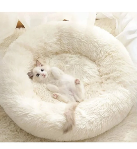 Faux Fur Solid Modern Round Pet <b>Bed</b> <b>Soft</b> Plush Donut <b>Dog</b> Sleeping Mat Washable Pet House for All Seasons - Product Image 1