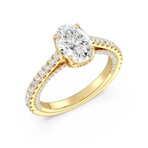 Anillo de compromiso solitario ovalado de 2 quilates con halo oculto - Product Image 2