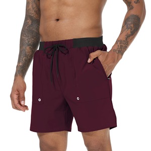 Men's Casual Solid Pattern <b>Swim</b> Trunks Quick Dry Surf Swimwear with Zipper Pockets and Mesh Lining 100% Polyester - Product Image 2