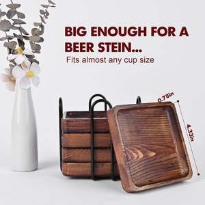 Sophisticated Handcrafted Walnut <b>Wooden</b> Coasters Elegant <b>Mat</b>/Pad Set for Home Decor and <b>Table</b> Decoration - Product Image 4