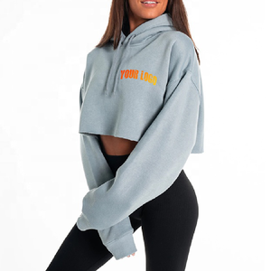Sudadera con Capucha Corta de Punto para Mujer, Diseño de Última Moda, 100% Algodón, Resistente al Encogimiento, Logotipo Frontal Personalizado, Colores Personalizables - Product Image 6