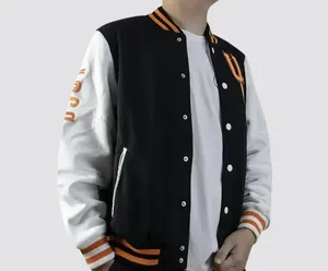 Men's <b>Slim</b> <b>Fit</b> High Street Letterman <b>Jacket</b> Front Windproof Stand Collar Breathable Fabric New Arrival Wholesale Varsity Design - Product Image 5