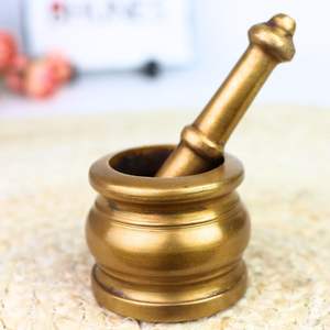 Pilon de mortier Vintage en laiton de haute qualité Okhal Moosal Brown pour broyer les épices dans les accessoires en métal de cuisine - Product Image 4