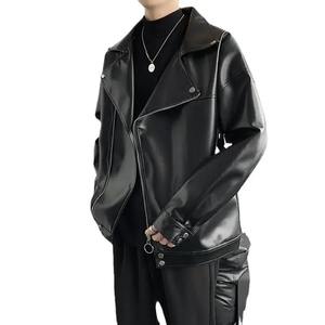 Moda estilo Hong Kong invierno nueva pareja chaqueta de cuero genuino hombres moda Biker Gear suelta Hip Hop Casual escena impermeable - Product Image 6