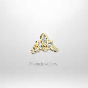 Vente en gros de boucles d'oreilles marquises et diamants ronds en or 14 carats à filetage interne bijoux piercing à bas quantité minimale de commande fournisseur d'usine - Product Image 6