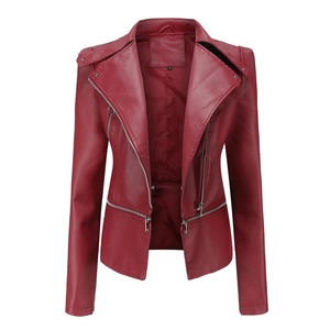Chaqueta de cuero para mujer 2025 chaqueta básica abrigo mujer invierno motocicleta chaqueta PU cuero cremallera prendas de vestir exteriores - Product Image 2