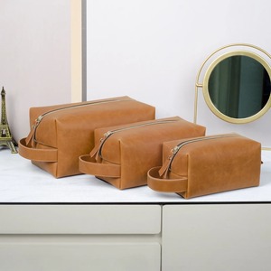 Large Capacity Double-Layer Leather for <b>Toiletry</b> <b>Bag</b> Eco-Friendly Multi-Functional Waterproof Storage Zipper Closure for <b>Men</b> Wom - Product Image 6