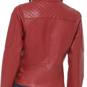Última moda transpirable Mujer chaqueta de cuero rojo algodón manga Regular sólido liso teñido técnica OEM diseño Logo precio - Product Image 1