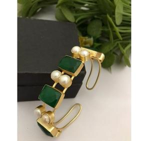 Bracelet ouvert élégant de perle d'eau douce royale Bracelet de perle antique de luxe Bracelet de perle d'eau douce de fusion antique pour des femmes - Product Image 2