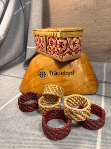 Tradebyd Anneaux de serviette en rotin Boho Porte-serviettes tissés naturels pour les fêtes, les mariages et les repas - Product Image 2