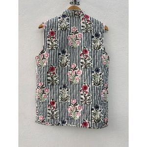 Elegante Chaleco Profesional de Algodón con Bloques de Color Hechos a Mano para Mujer, Bordado Vintage, Ideal como Prenda Exterior - Product Image 2
