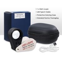 30X Rechargeable Jewelers Loupe with UV Light, 22mm Optical Len & 4 Light Modes for Gemologists, Coin & Stamp Inspection (OEM)