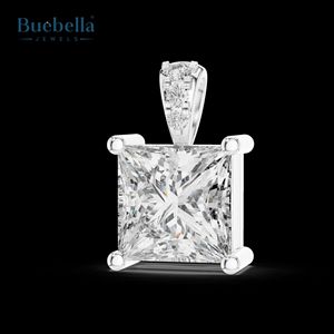 925 plata esterlina 18K chapado en oro princesa diamante colgante Moissanite colgantes y dijes - Product Image 3