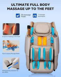 Fauteuil de massage 4D corps entier zéro gravité avec extension motorisée SL Track, pétrissage des mollets, étirement yoga et chaleur dorsale - Product Image 3