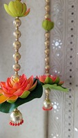 Manik-manik Lotus busa gantung Ganesh Puja Dekorasi Pernikahan India Garland Holi Diwali bunga kursi String rumah hangat panggung latar belakang