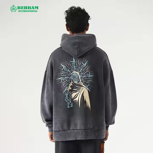 Qualité supérieure Vintage lavé à l'acide 450GSM 100% coton polaire sweats à capuche et sweats pierre lavé goutte-épaule sweats à capuche hiver - Product Image 3