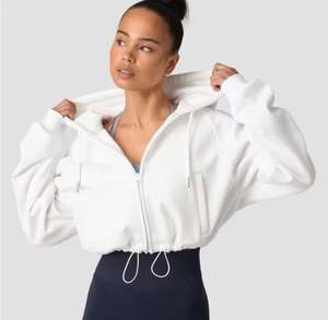 Sweat à capuche court avec fermeture éclair Vêtements décontractés pour femmes Tissu en coton Fabricant avec logo personnalisé OEM - Product Image 1