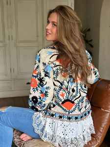 Vestido Uzbeko de Colección Muy Tradicional de 2025, Túnica Floral Antigua Bordada a Mano, Bordado Suzani Hecho a Mano, Algodón Otoñal - Product Image 2