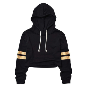 Sudadera con capucha recortada con logotipo personalizado al por mayor para mujer, chándal de manga larga de gimnasio para mujer, sudadera de algodón transpirable - Product Image 5