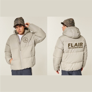 Veste matelassée en denim de haute qualité pour homme, style vintage, col à capuche, logo brodé sur le devant, motif uni, fermeture éclair d'hiver - Product Image 6